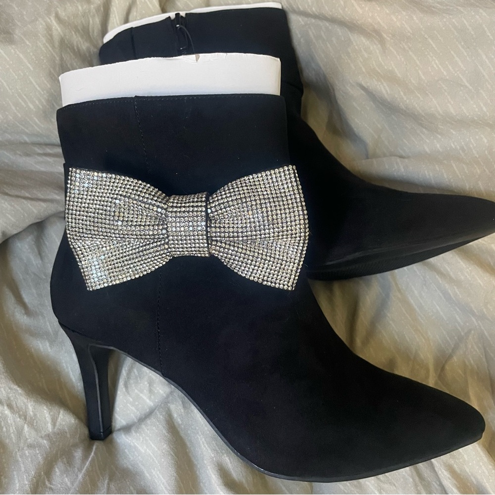 NEW Torrid Rhinestone Bow Stiletto Ankle Bootie